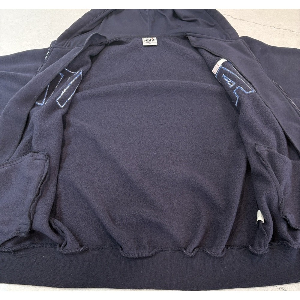VTG Y2K CHIP Italia Full Zip Hoodie Navy Blue Fleece Italy Soccer Jacket Mens XL - Picture 7 of 12